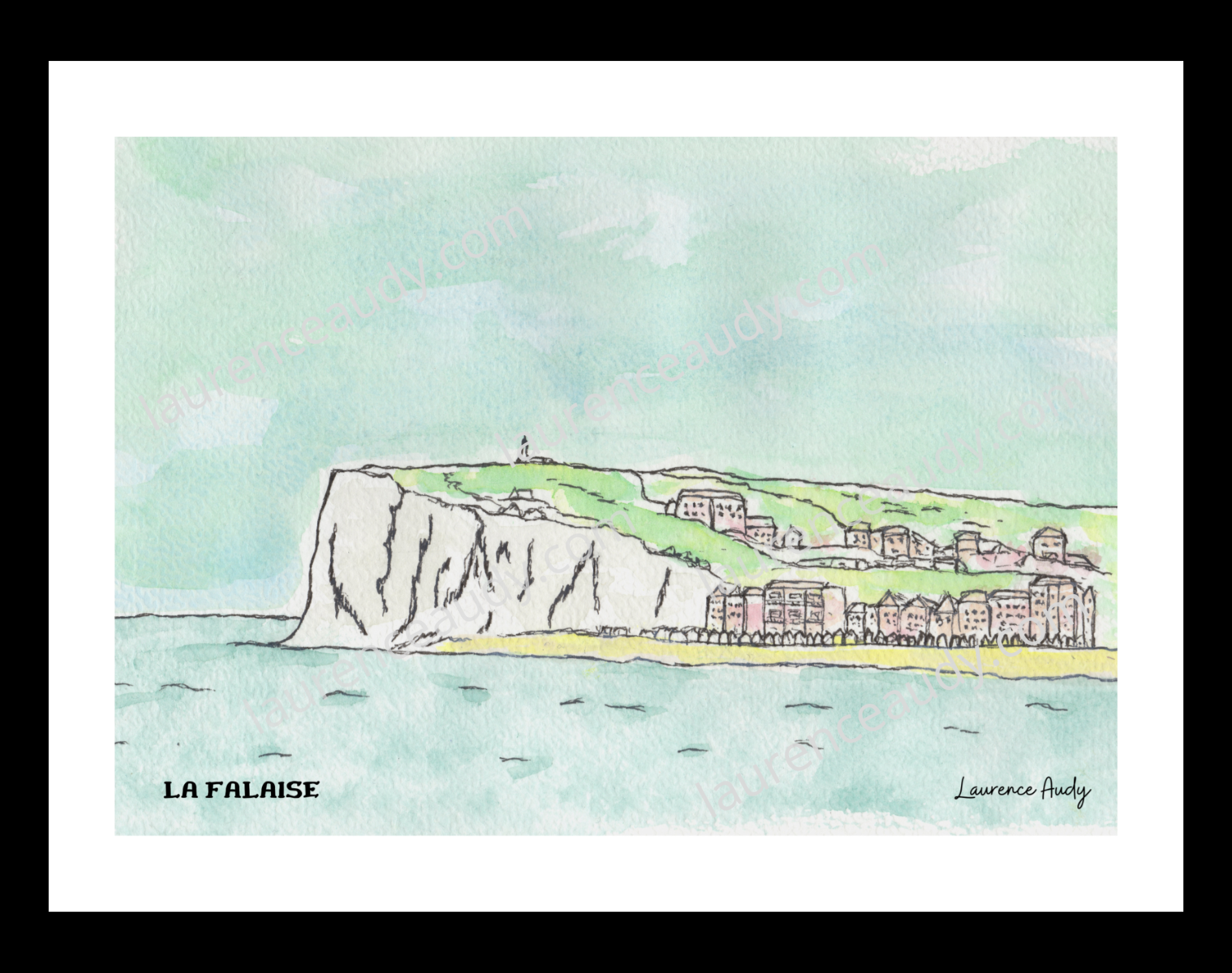 Affiche la falaise Mers les Bains — aquarelle – Image 2