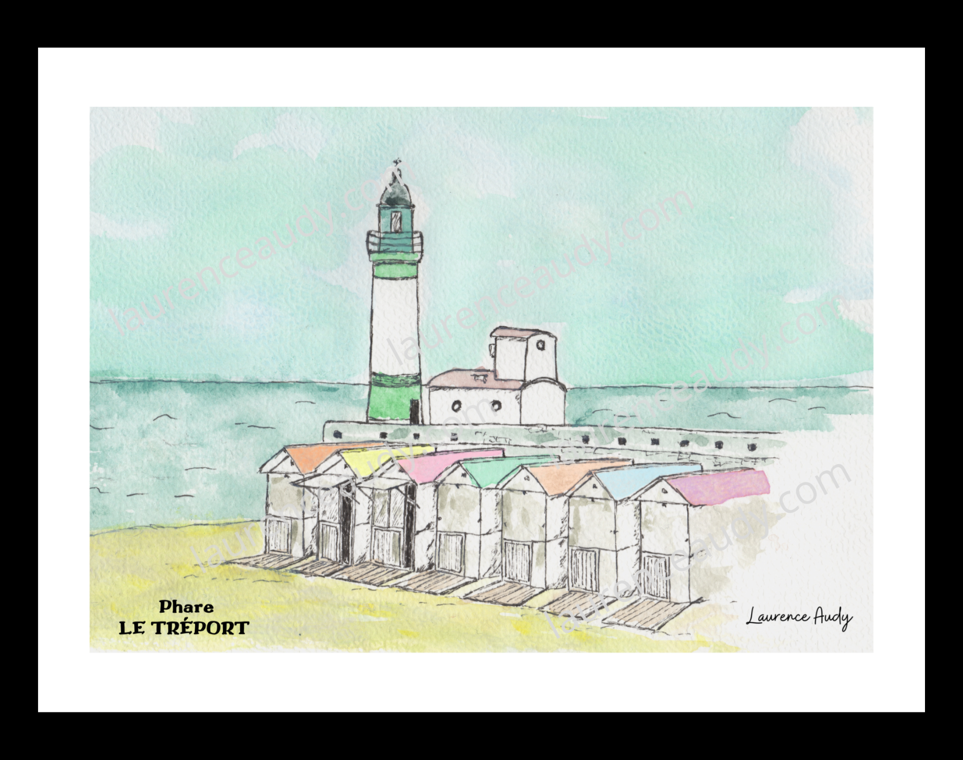Affiche le phare du Tréport — aquarelle – Image 2
