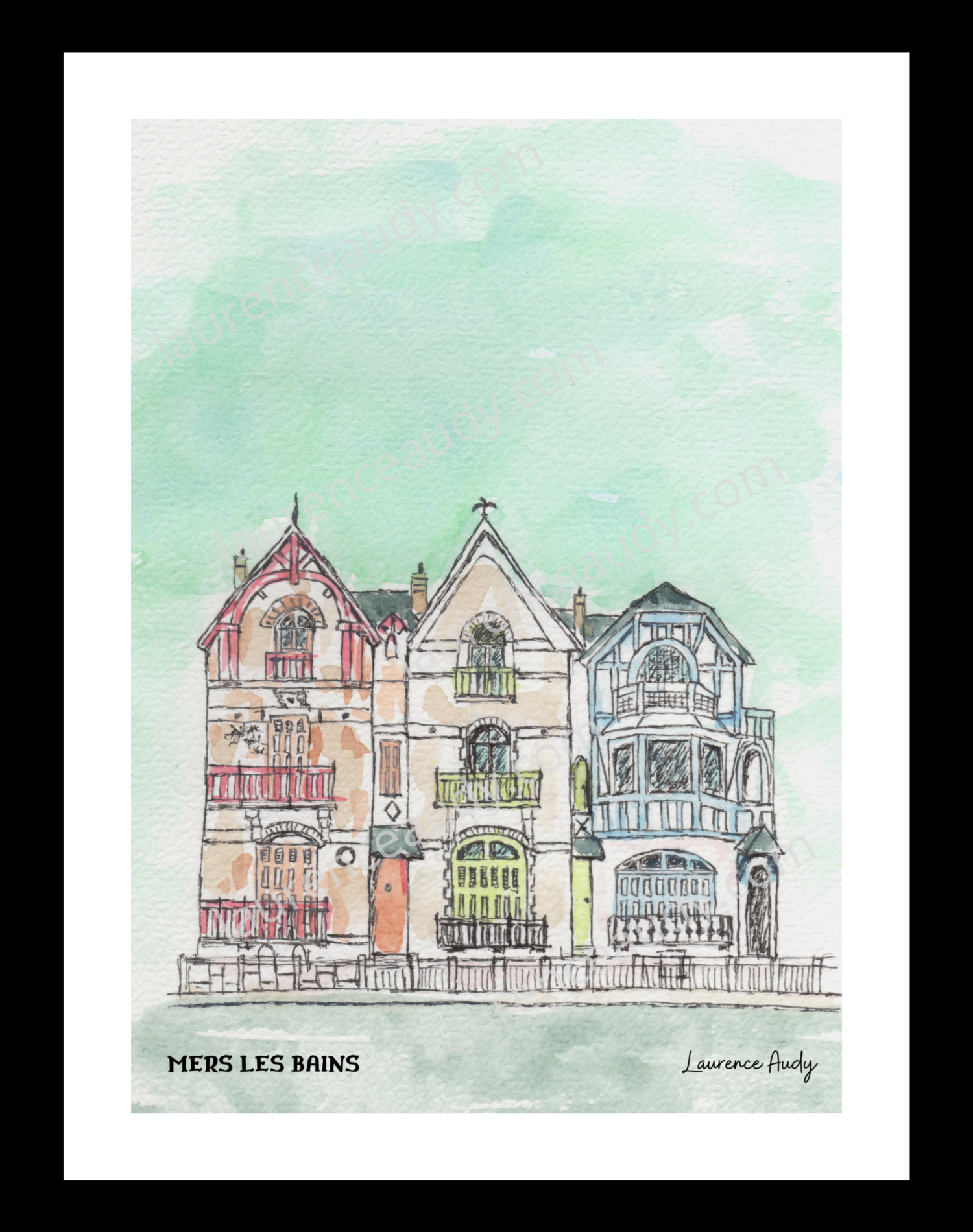 Affiche villas Mers les Bains — aquarelle – Image 2