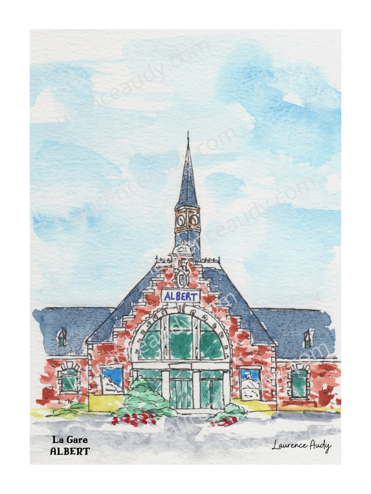 80-ALBERT-GARE-AQUARELLE FILIGRANE