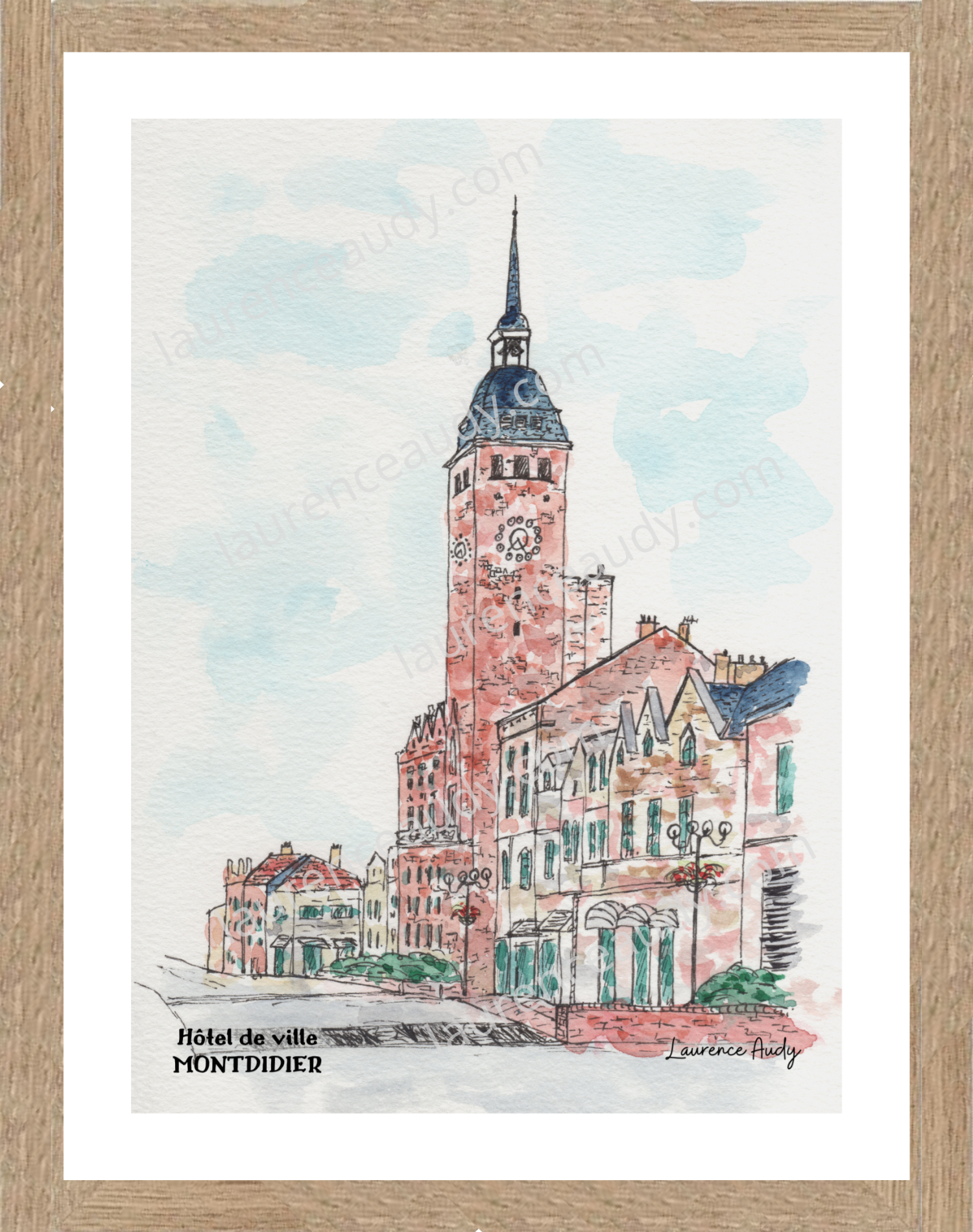 Affiche hôtel de ville Montdidier — aquarelle – Image 3