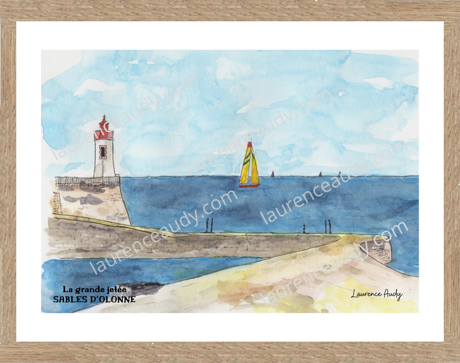Affiche La Grande Jetée Sables d’Olonne — aquarelle – Image 3