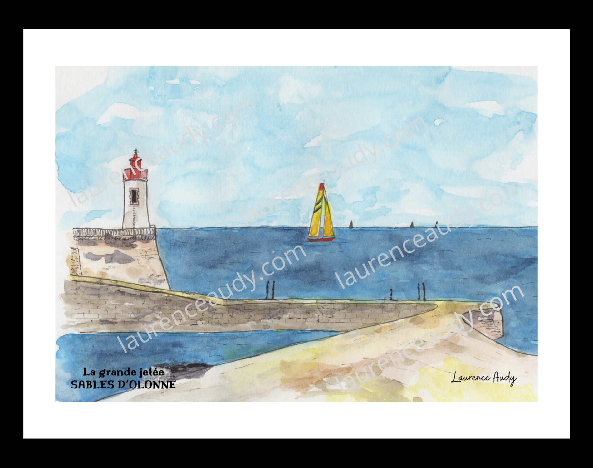 Affiche La Grande Jetée Sables d’Olonne — aquarelle – Image 2
