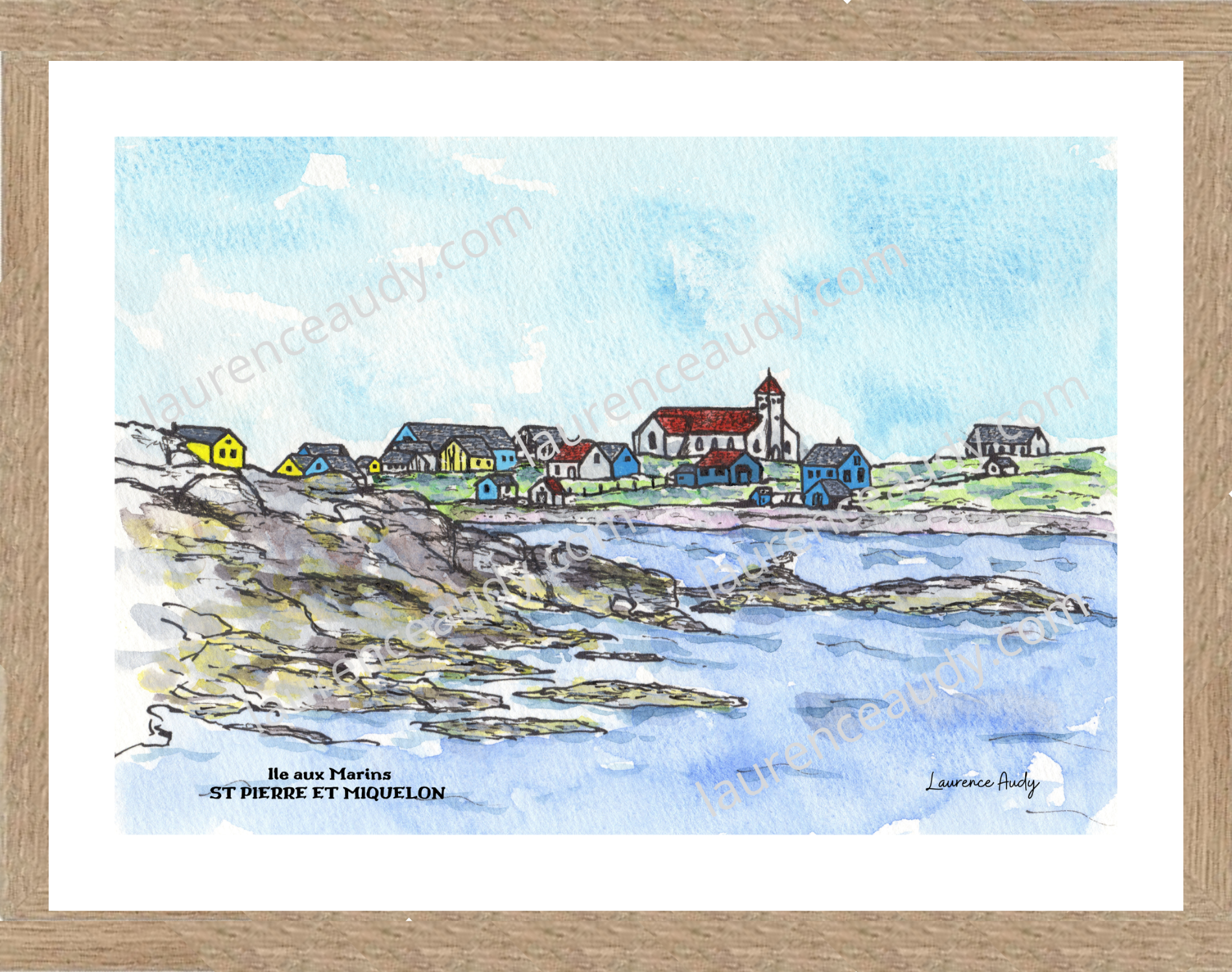 Affiche Ile aux Marins St Pierre et Miquelon — aquarelle – Image 3