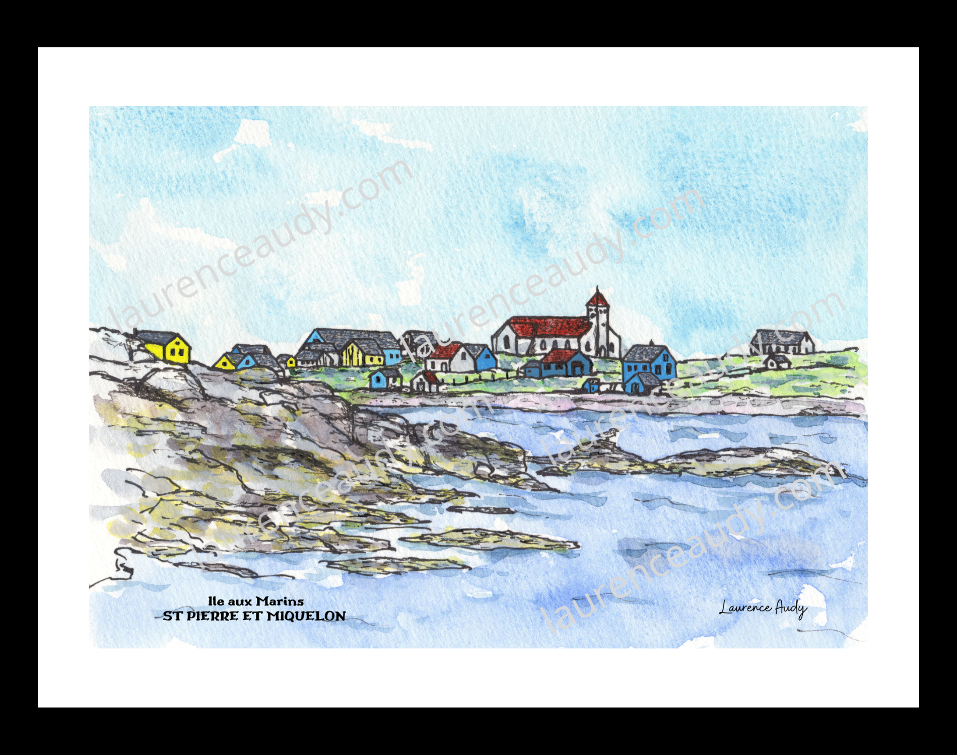 Affiche Ile aux Marins St Pierre et Miquelon — aquarelle – Image 2