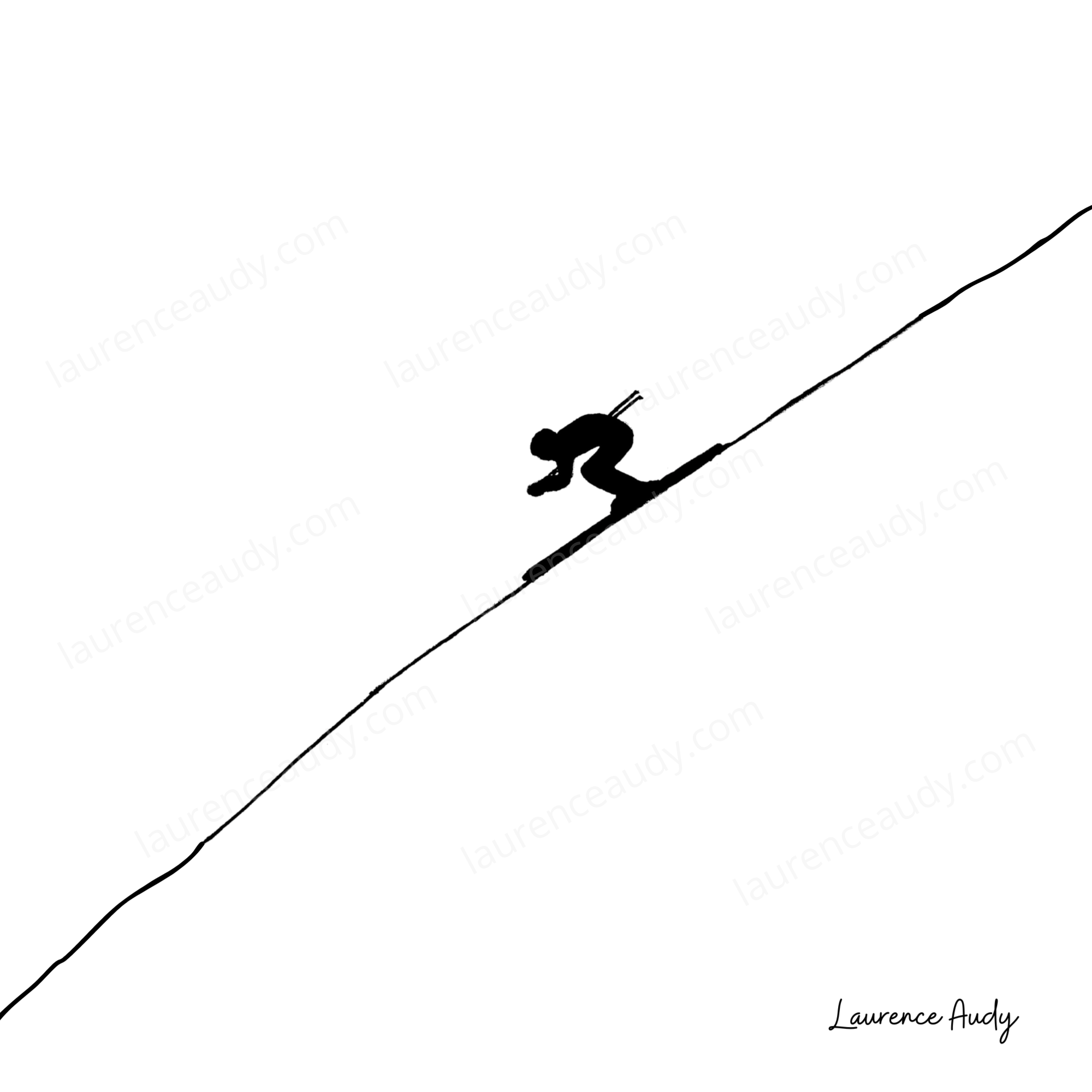 Dessin skieur montagne sports d'hiver