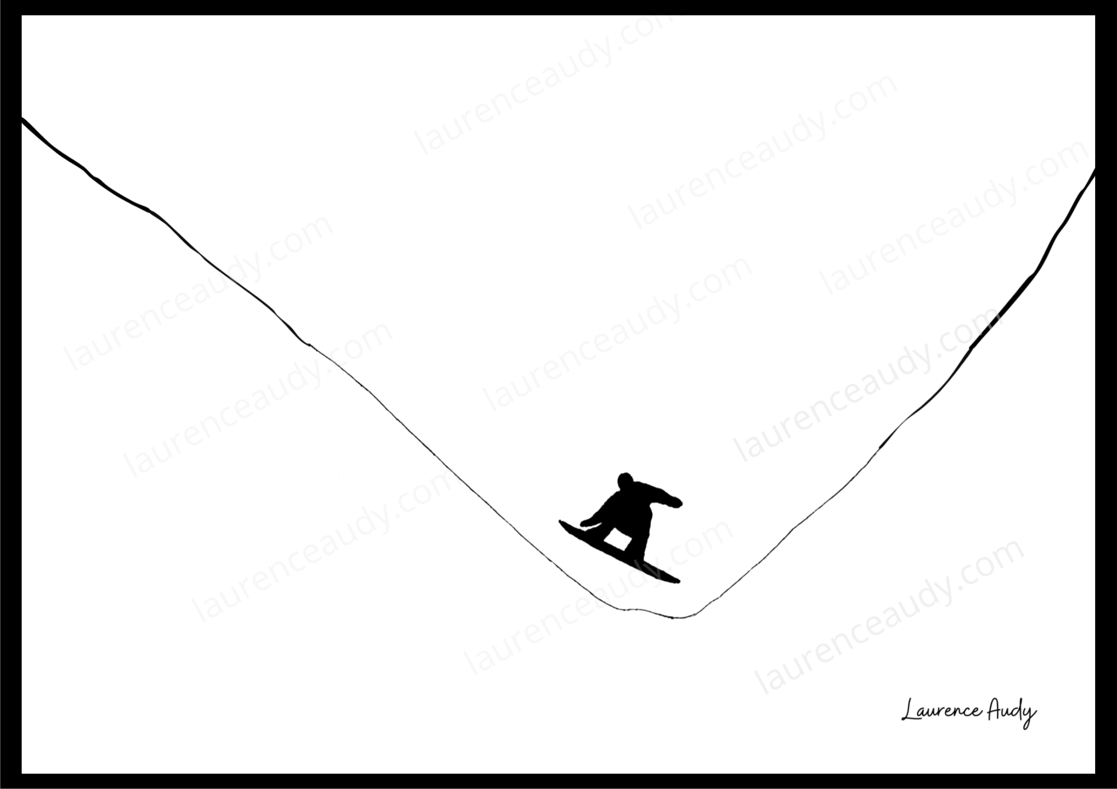 Dessin montagne snowboard sports d'hiver