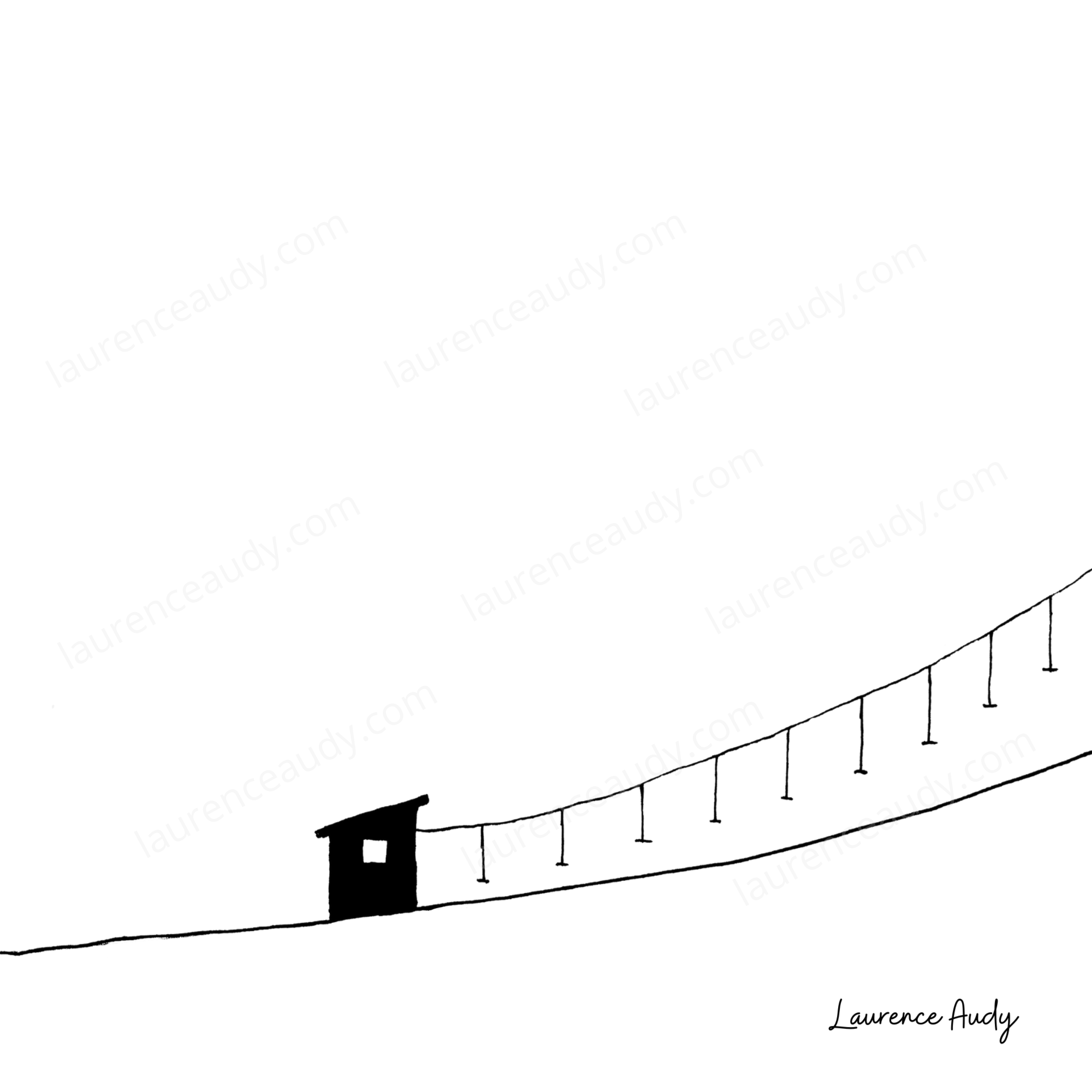 Dessin montagne cabine ski sports d'hiver