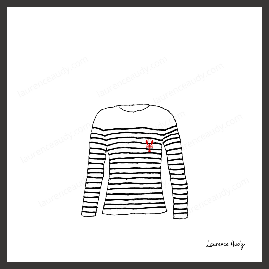 N&B-VETEMENT-01-HOMARD ROUGE CARRE FILIGRANE CADRE NOIR