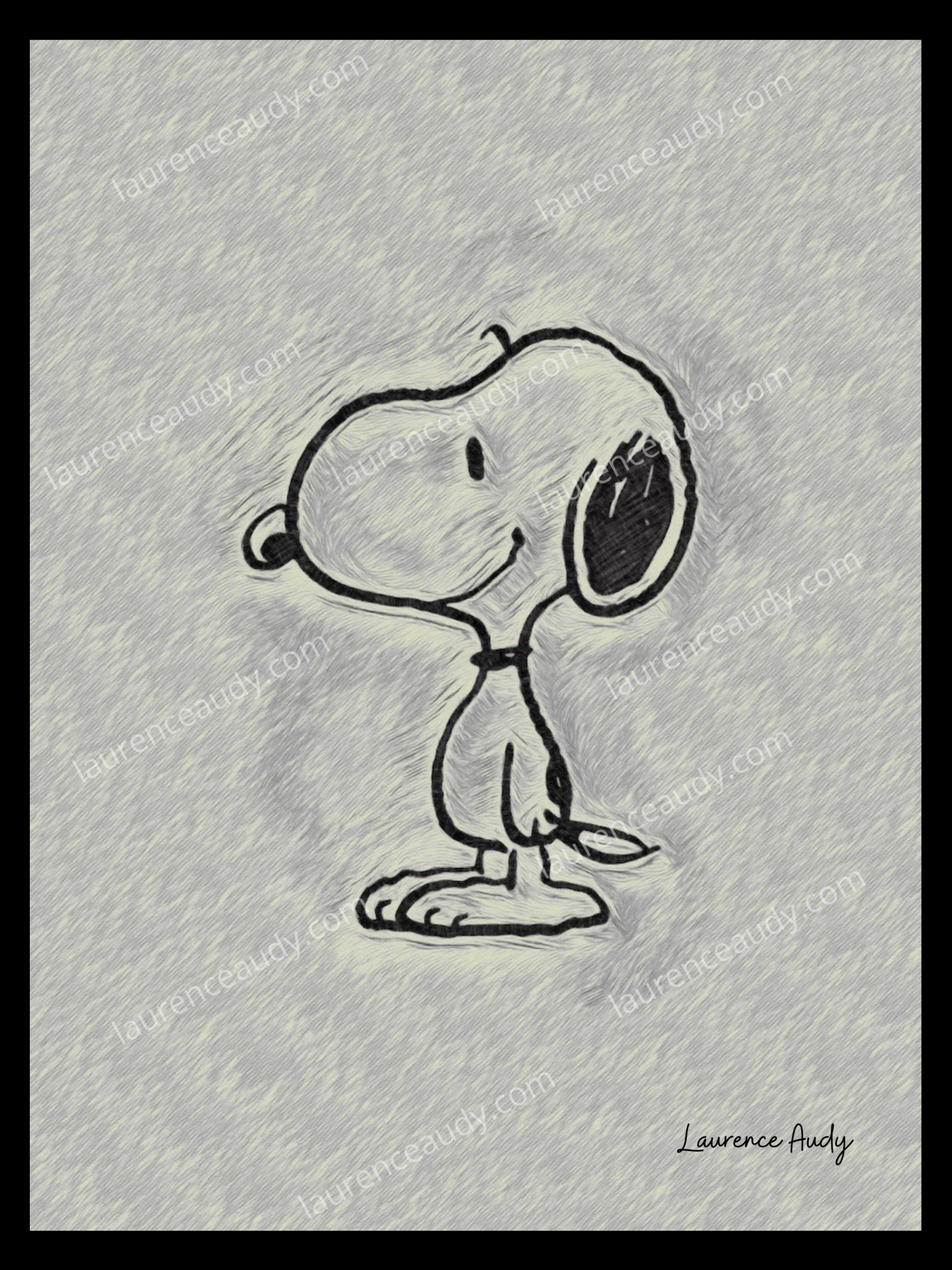 SNOOPY FILIGRANE CADRE NOIR