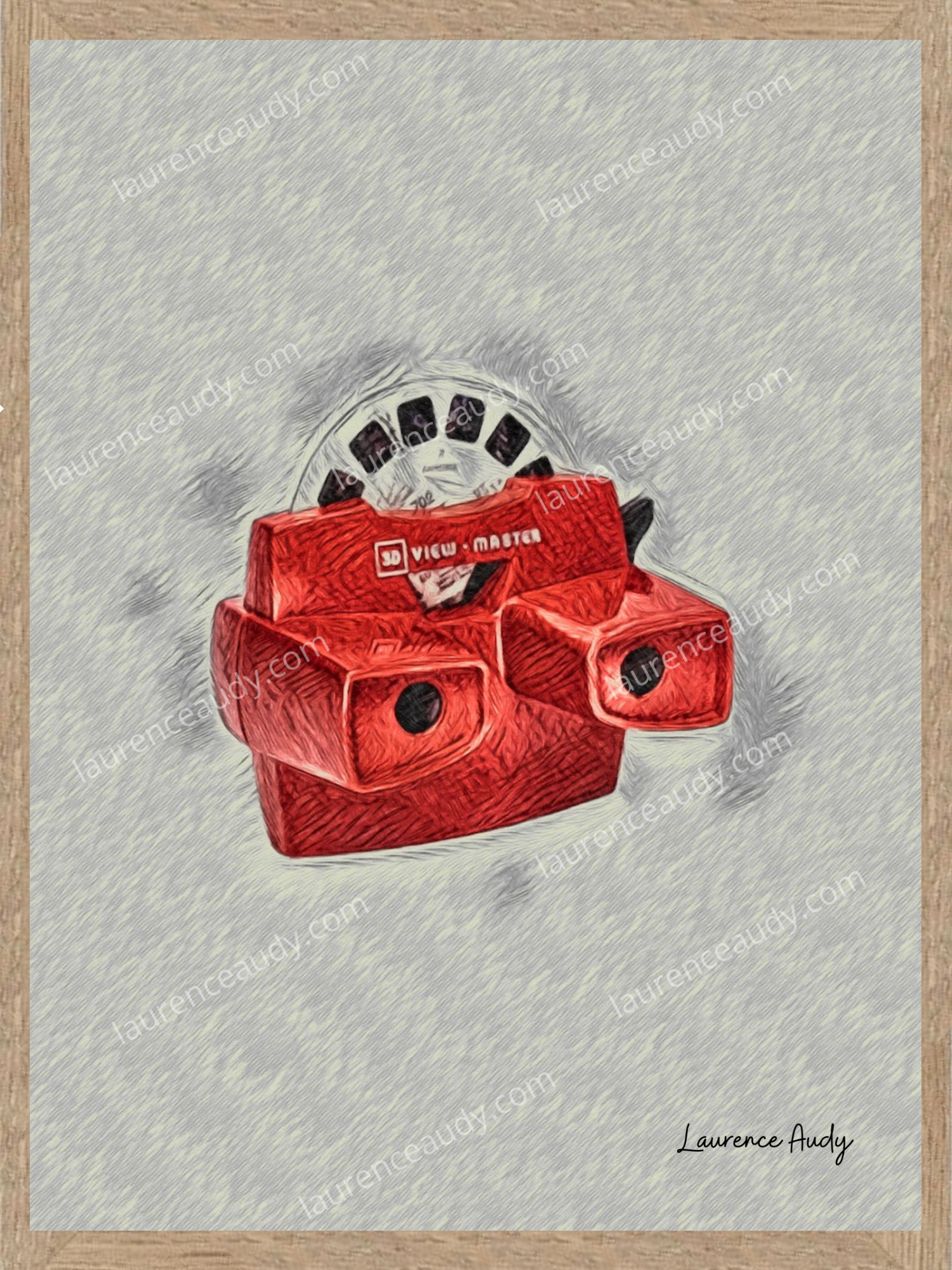 STEREOSCOPE FILIGRANE CADRE CHENE