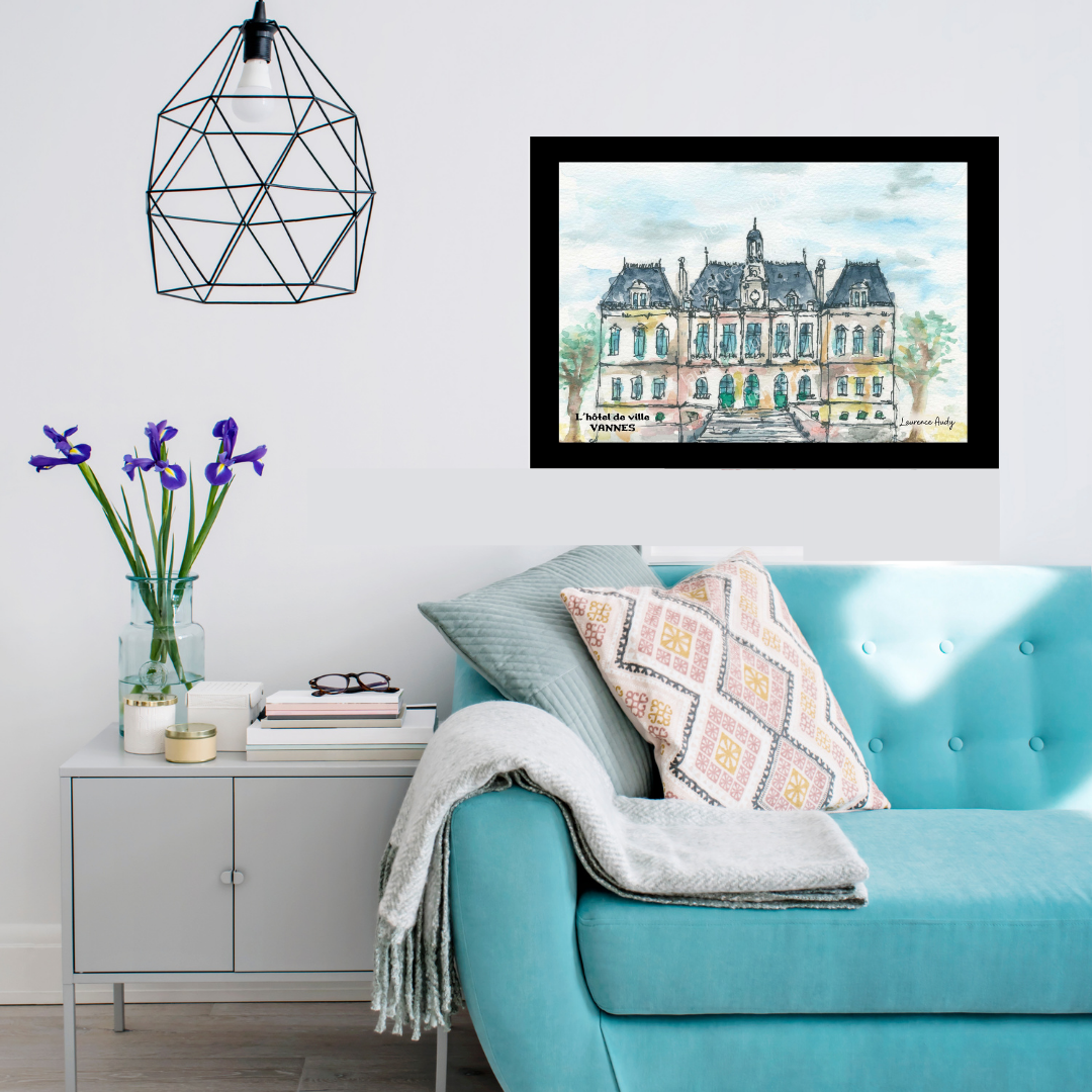Affiche Hôtel de ville à Vannes — aquarelle – Image 4