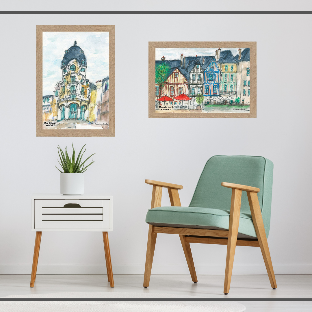 Affiche rue du port à Vannes — aquarelle – Image 4