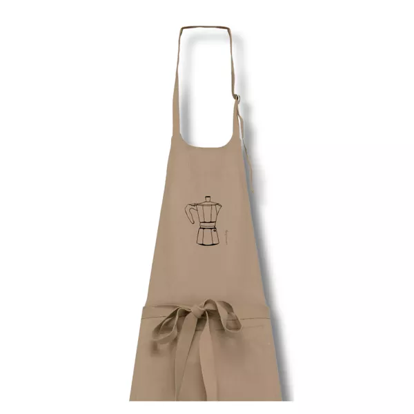 Tablier Cafetière italienne sable, illustration noire de cafetière italienne