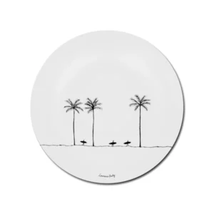 Dessous de verre Palmiers avec surfeurs, dessin minimaliste