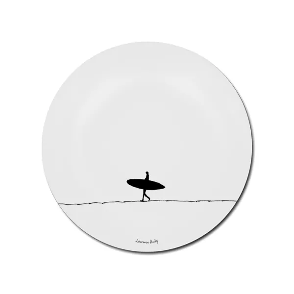 Dessous de verre Surfeur, illustration minimaliste noir et blanc